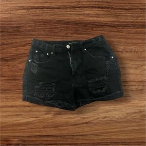Almost Famous Black Distressed Jean Shorts
